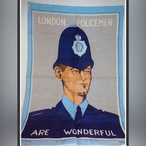 LONDON POLICE~VINTAGE LAMONT FAST COLOURS TEA TOWEL PURE LINEN~MADE IN IRELAND